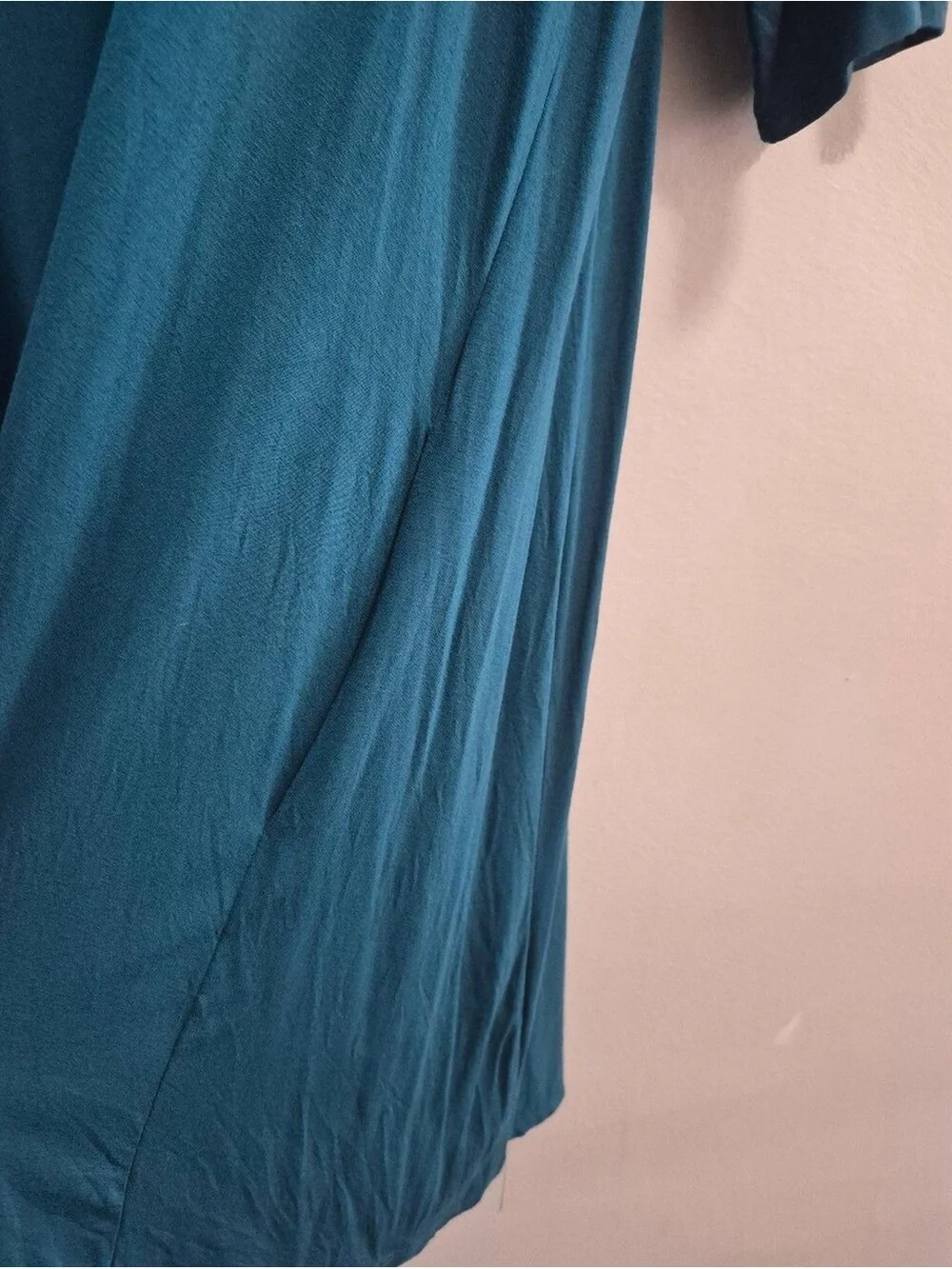 Eileen Fisher Long Blue Teal Jersey Knit Stretchy Tunic Top